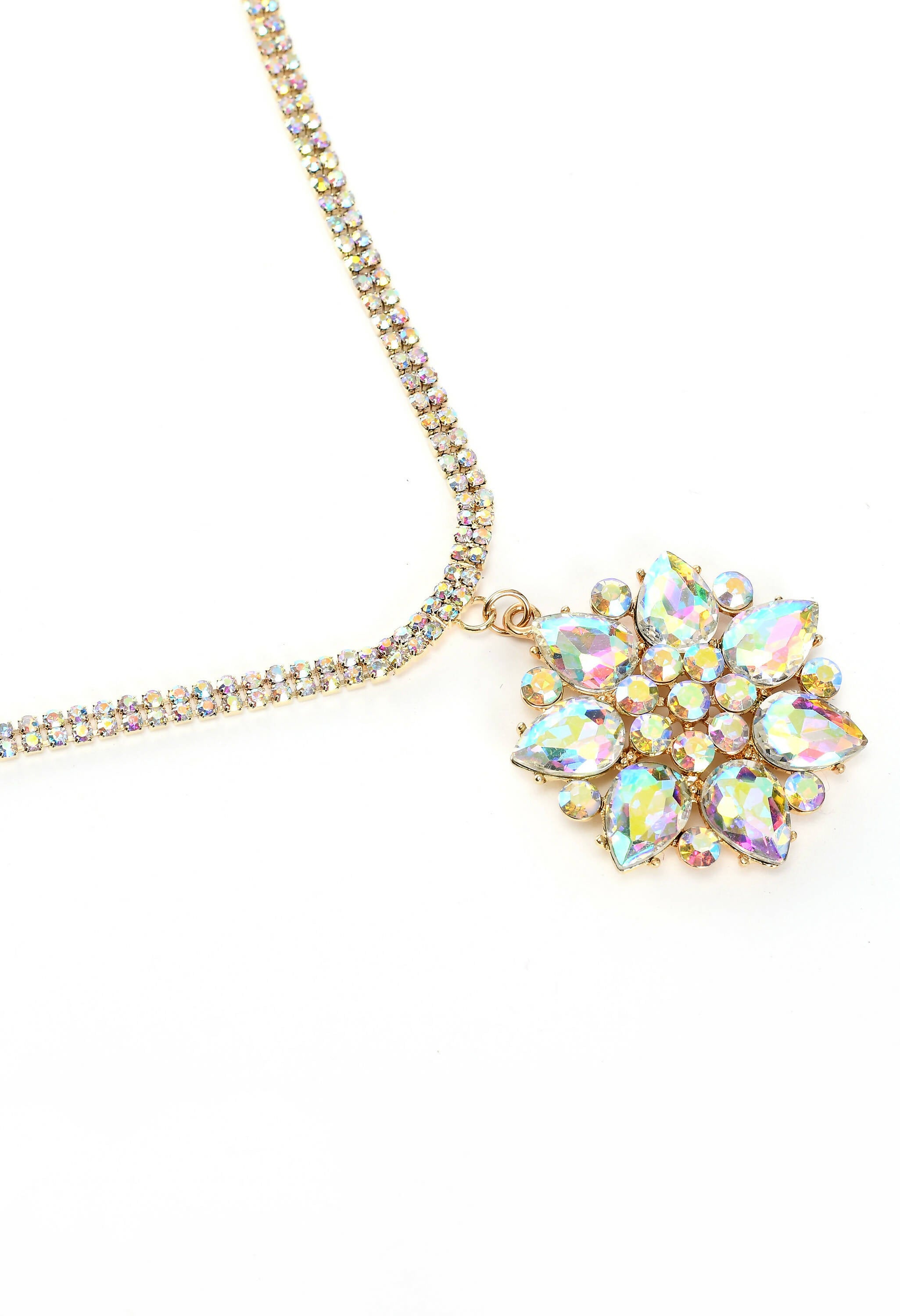 Statement AD Stone Long Necklace with Gold-Polished Finish