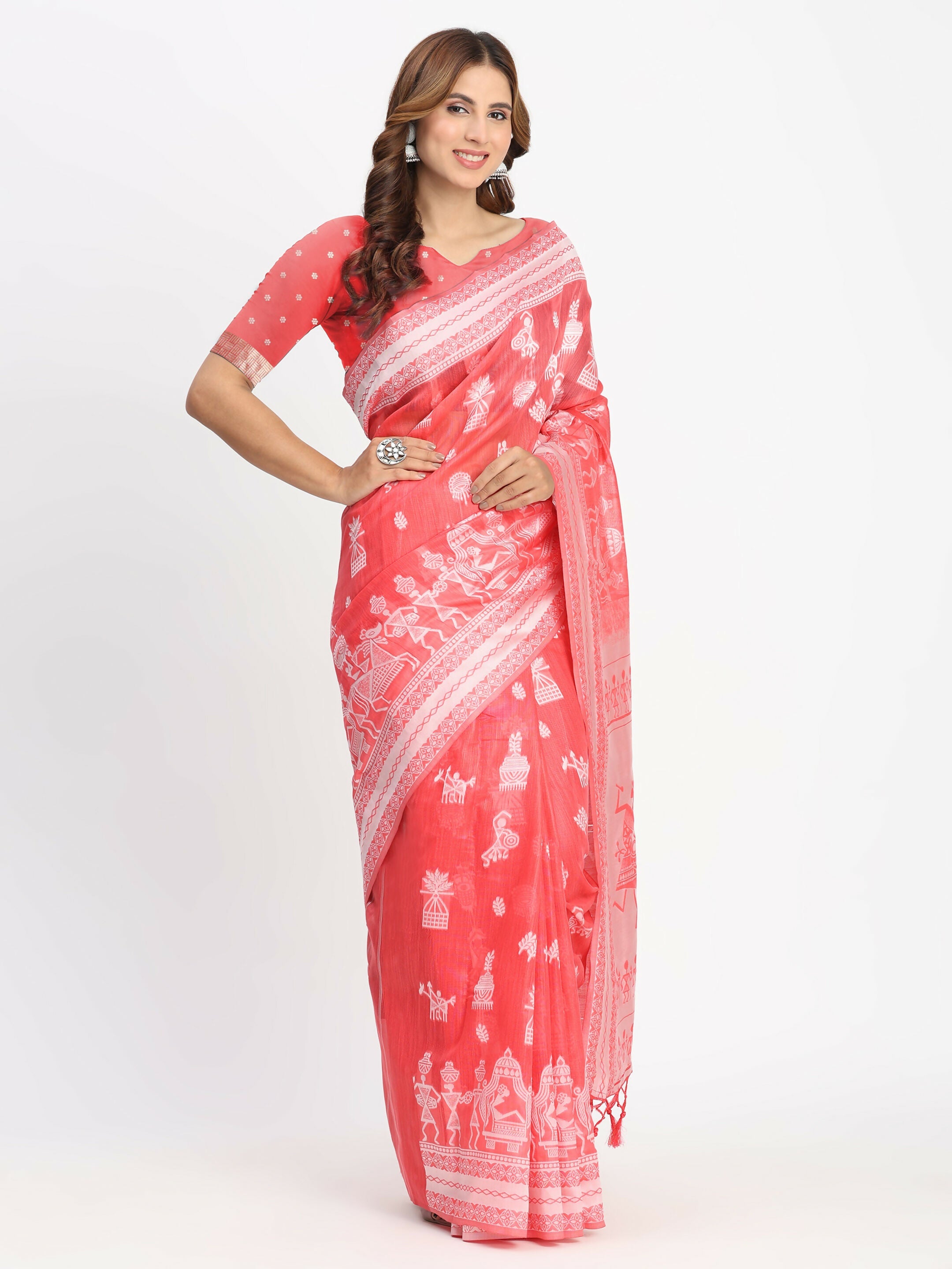 Shree Shyam Fashion Linen Cotton Sky Blue Saree