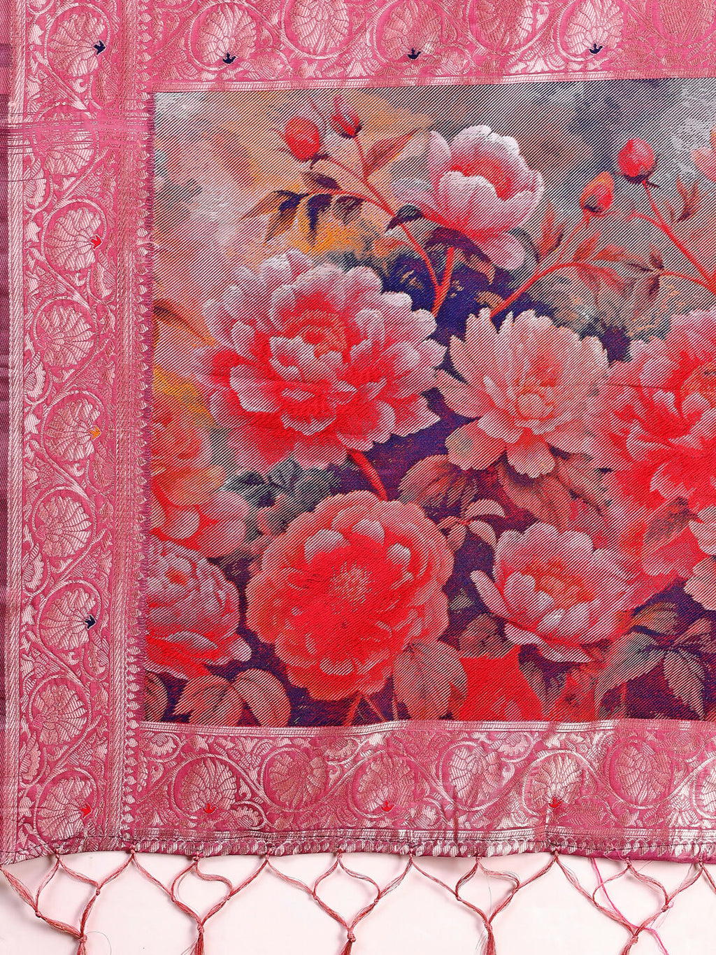 Pink Linen Cotton Saree with Matching Blouse Piece