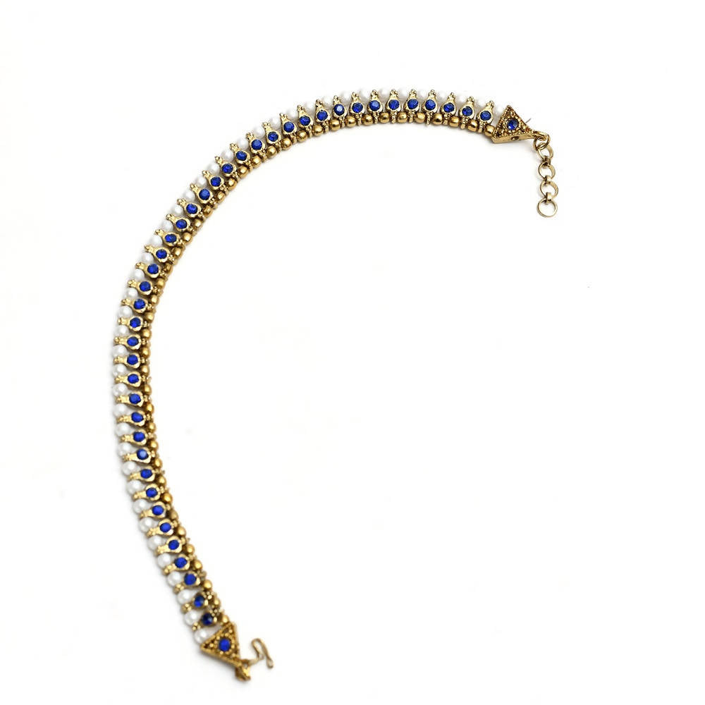 Blue Kundan Anklets for Women – Traditional Statement Payal