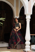 Black Organza Lehenga Choli featuring modern digital prints and elegant flowy fabric