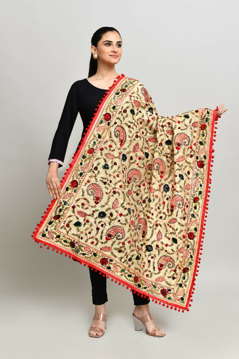 Multi Color Cotton Phulkari Dupatta with Traditional Embroidery