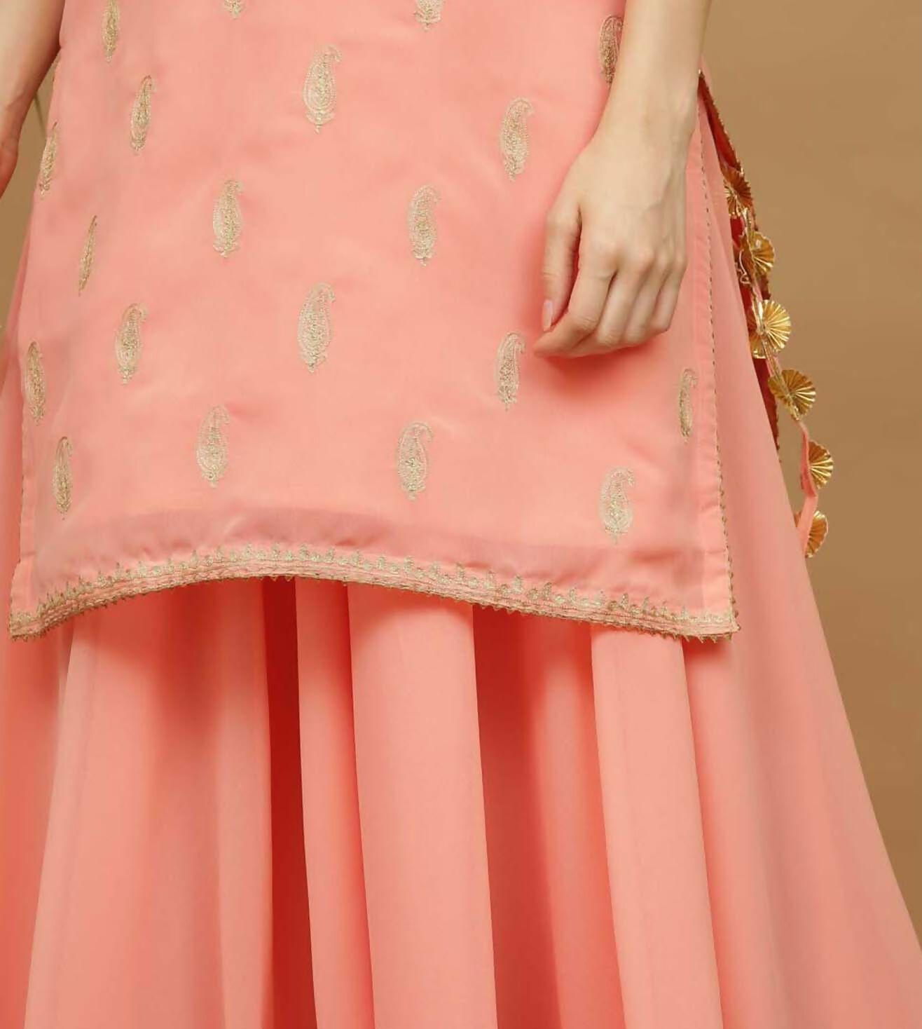 Lite Beige Georgette Lehenga Set Ethnic Wear