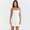 Summer White Backless Dress - French Style Mini Dress