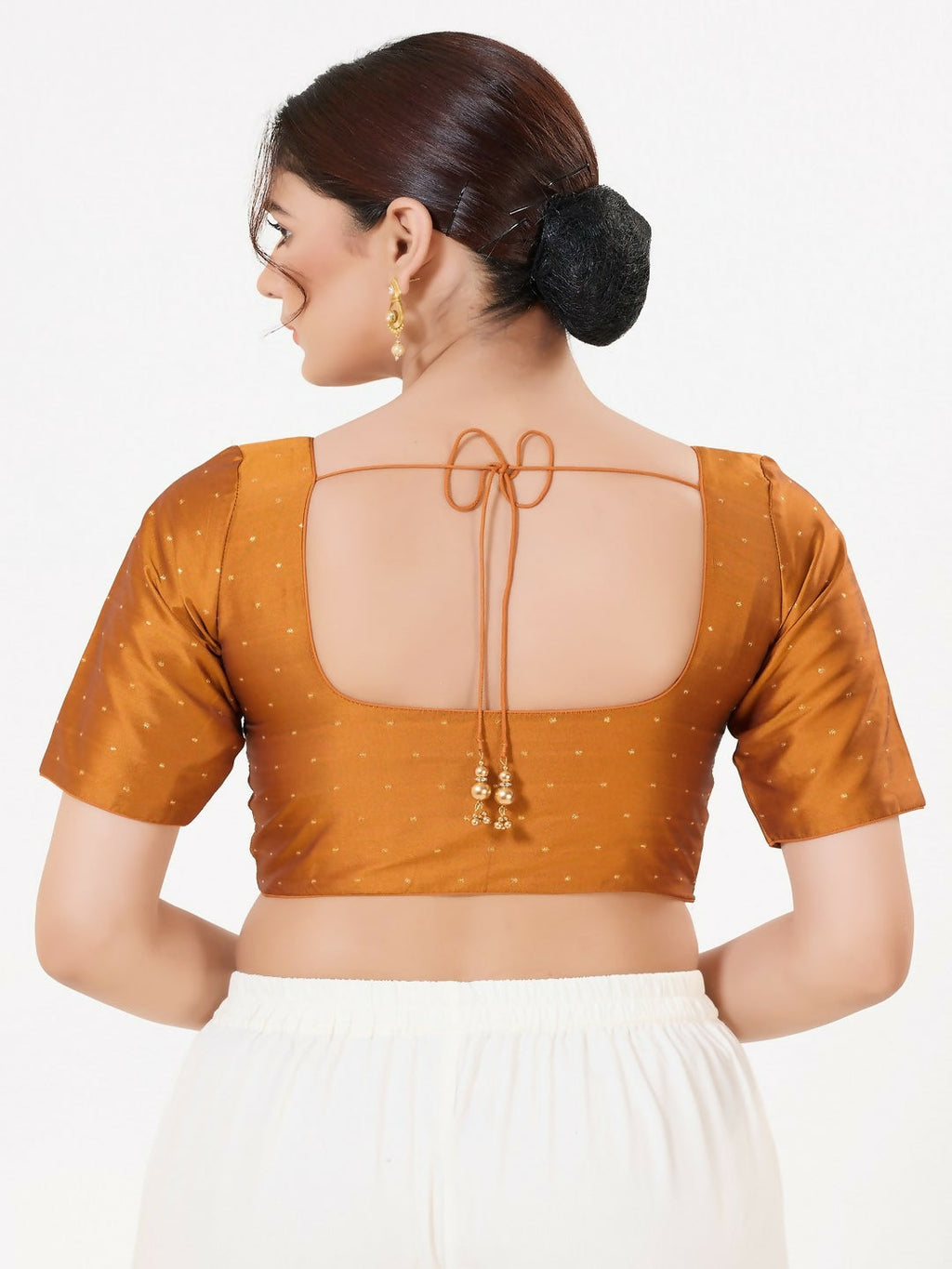 Dark-Mustard Taffeta Silk Front Open Sleeveless Blouse