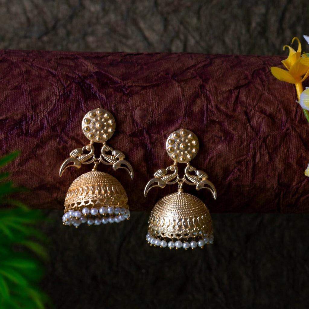Joban Fashion Women Matte Gold Brass Jhumka