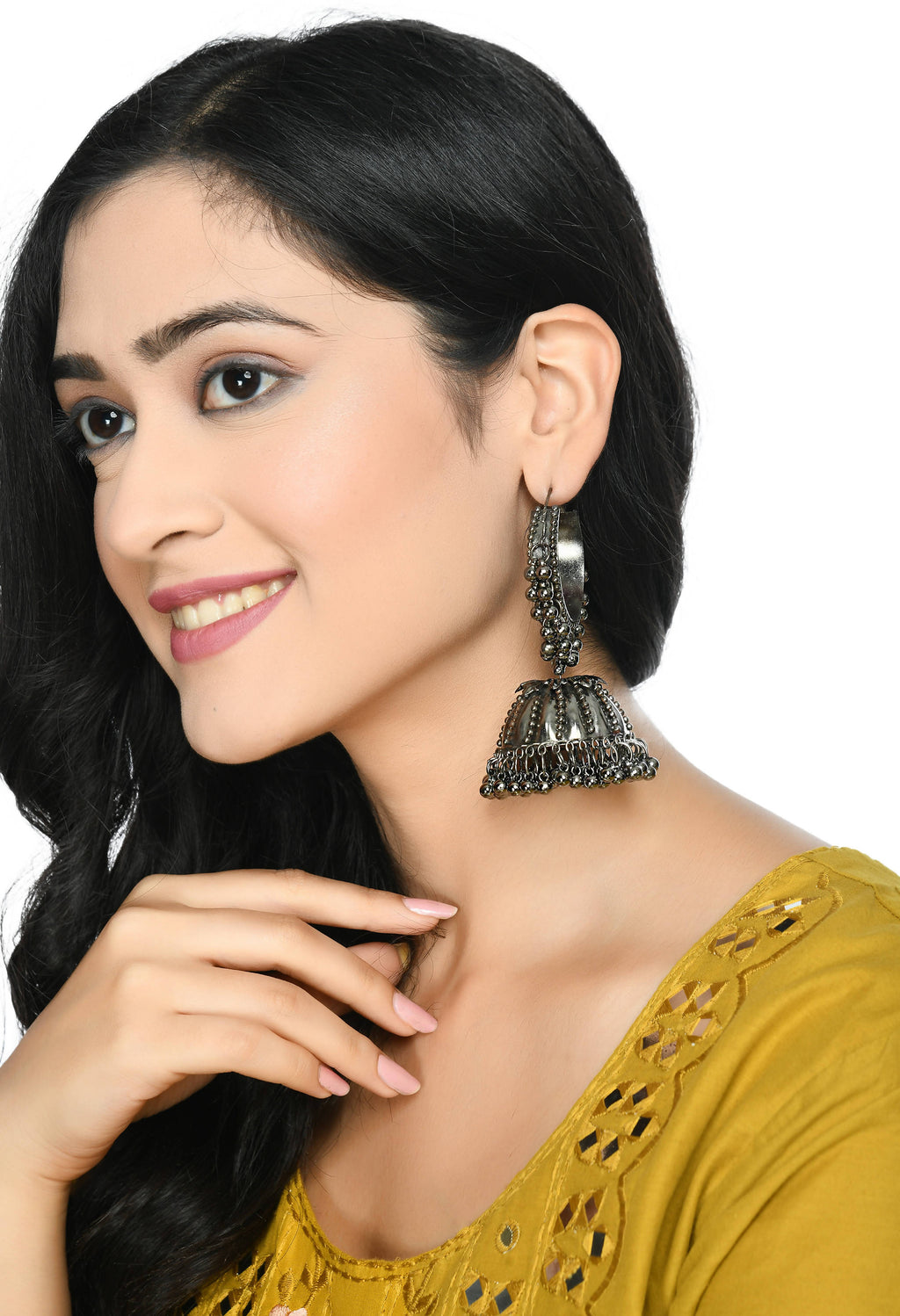 Oxidised Black-Plated Ghungroo Jhumka Earrings for Casual & Party