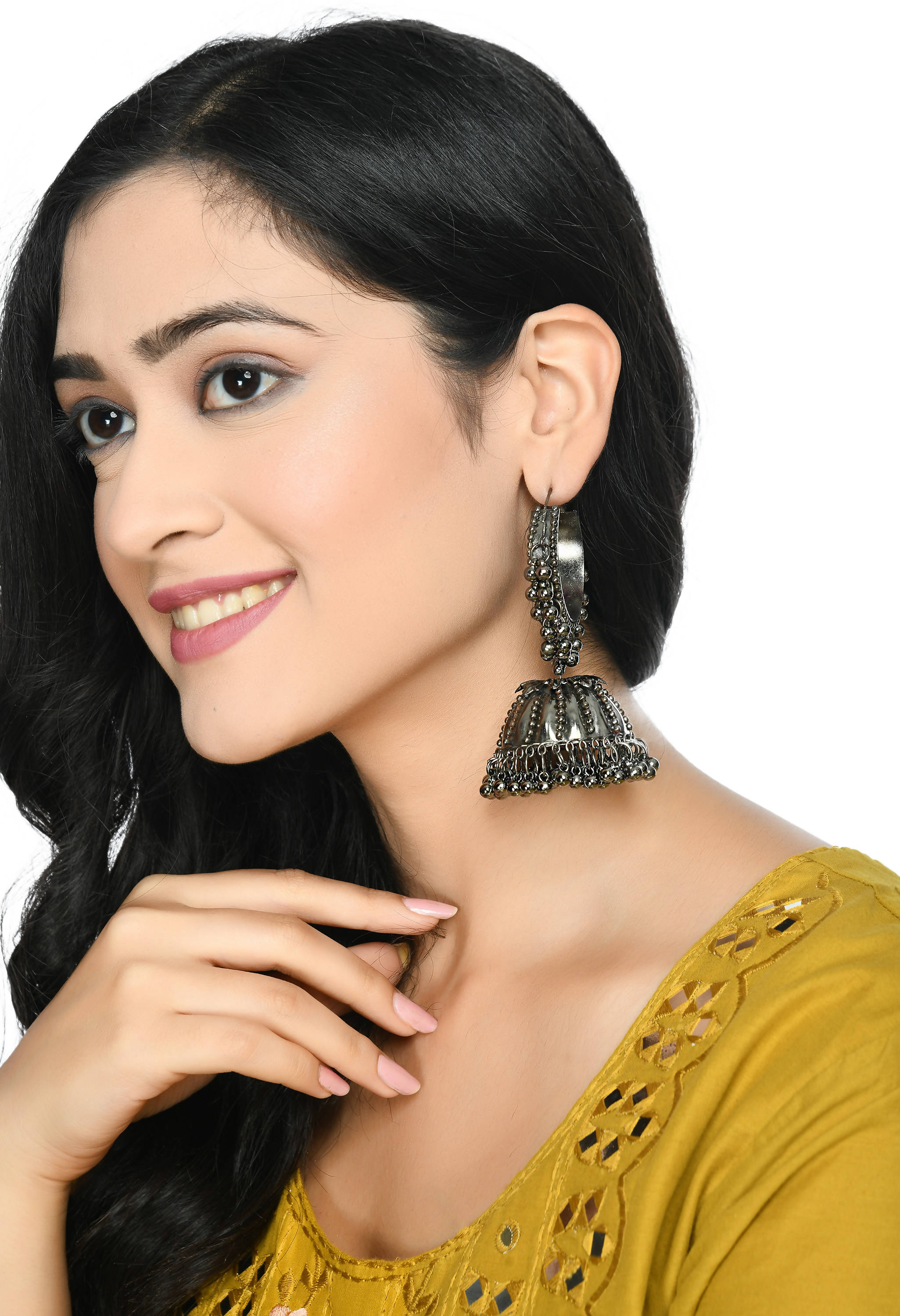 Oxidised Black-Plated Ghungroo Jhumka Earrings for Casual & Party