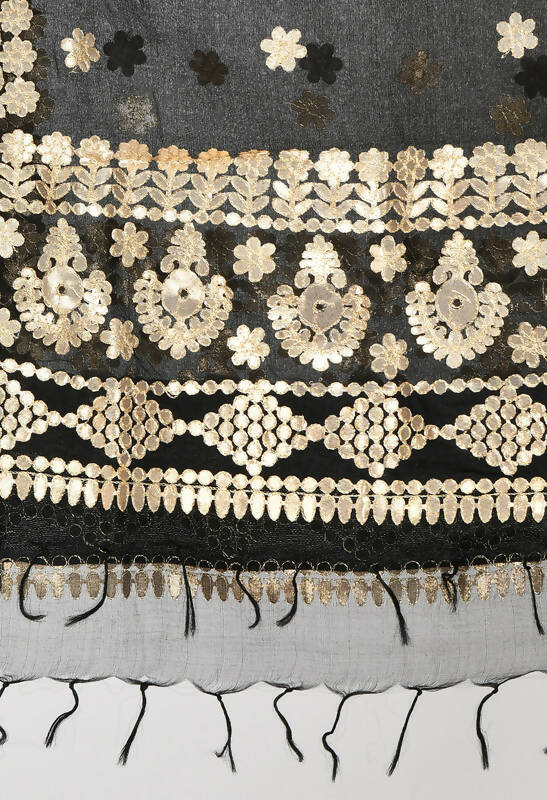 Black Organza Gotta Patti Bridal Dupatta for Women