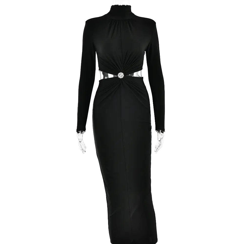 Fashionable Women's Half Turtleneck Long Sleeve Dress
