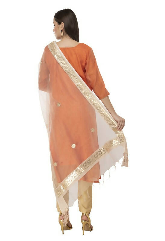 Moeza Organza Gotta Patti Dupatta in Light Golden Festive Wear