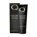 Qtica Intense Herbal Exfoliating Foot Scrub in black and gold 8oz jar.