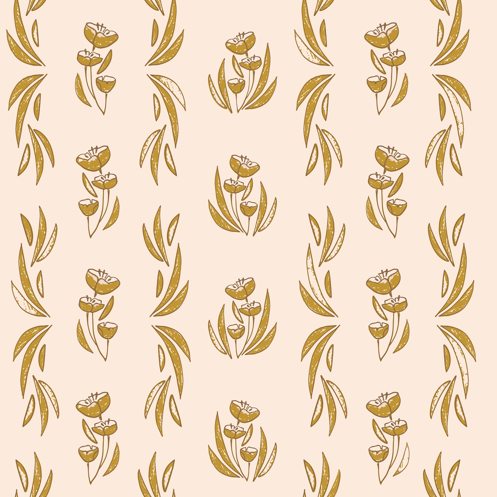 Ambrose Botanical Blush Pink and Gold Removable Wallpaper