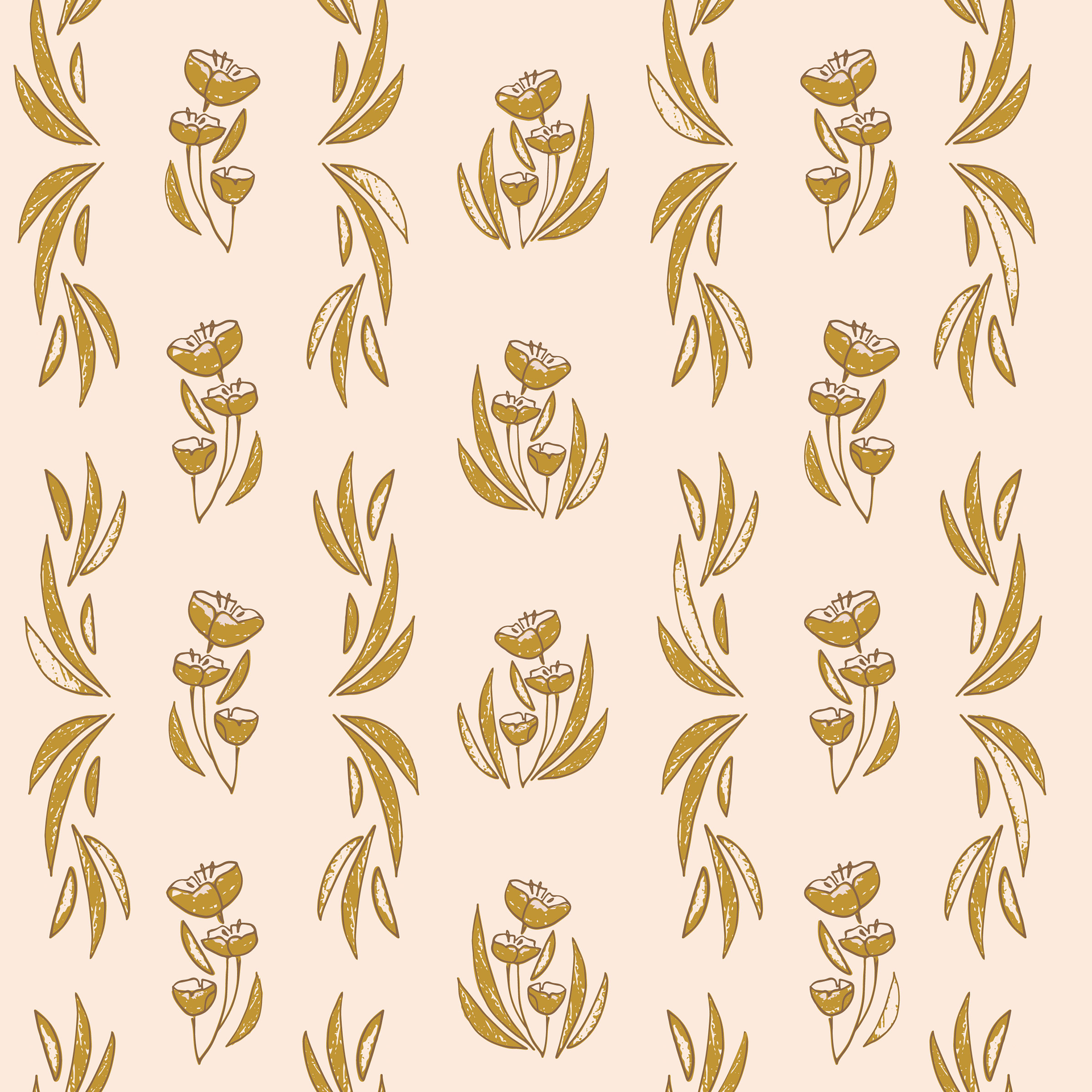 Ambrose Botanical Blush Pink and Gold Removable Wallpaper