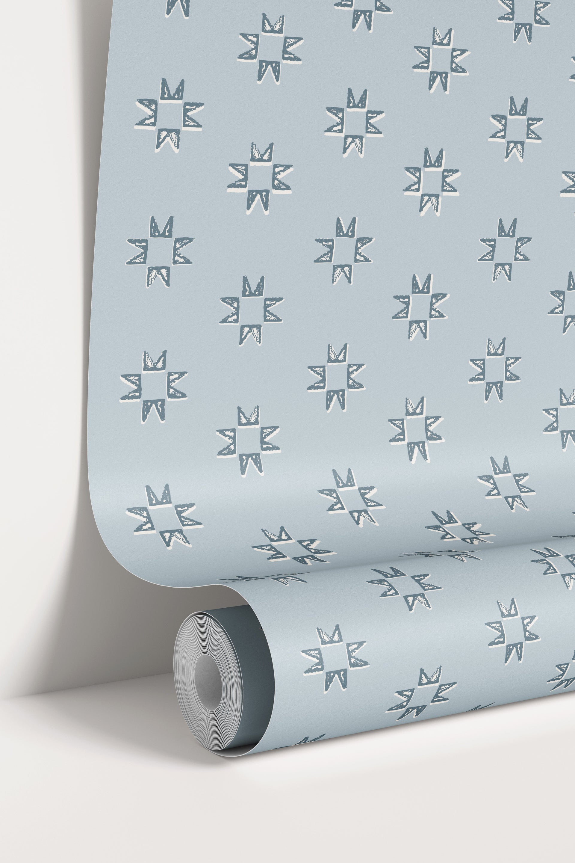 Iris Geometric Wallpaper in Light-Blue and Dark-Blue