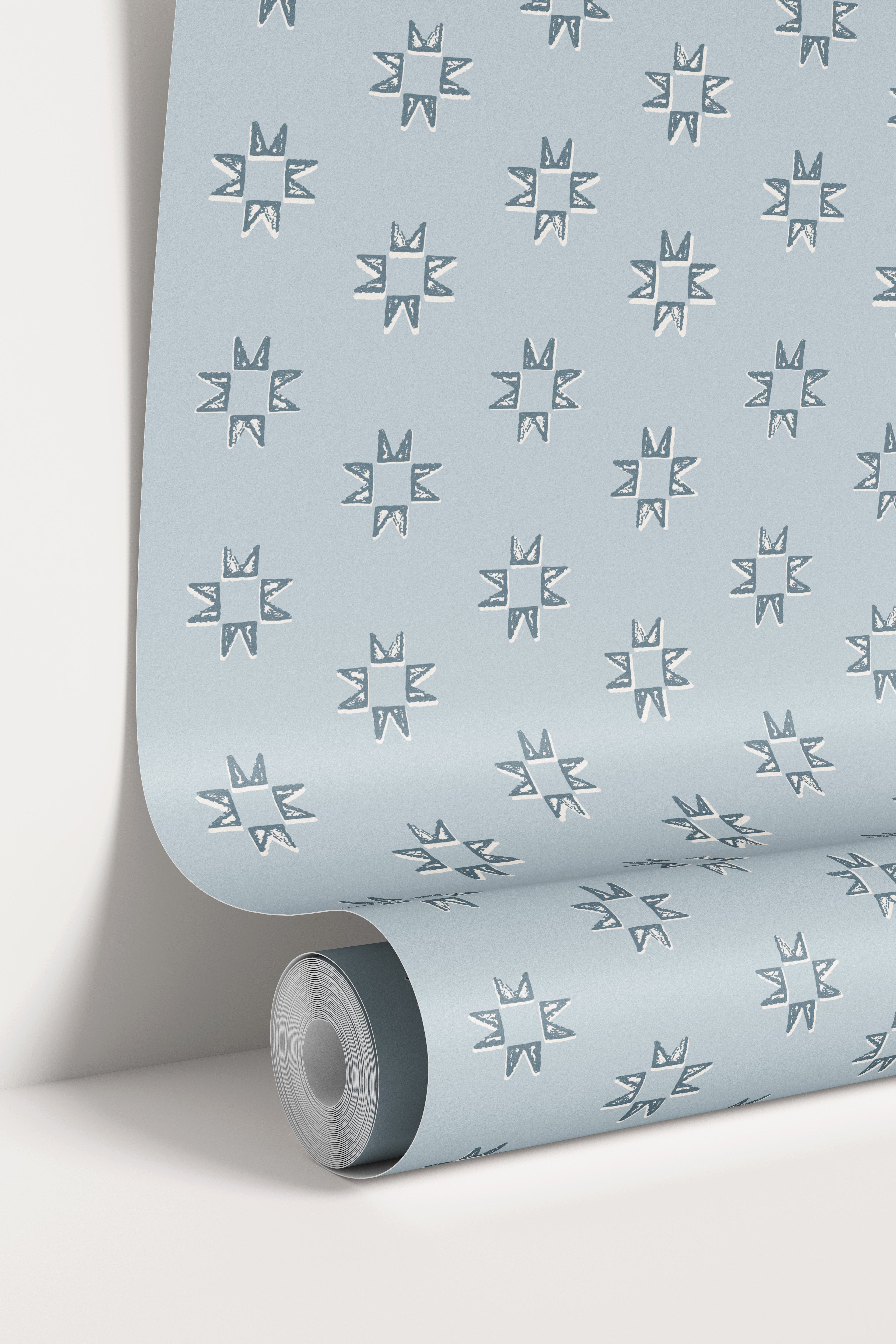 Iris Geometric Wallpaper in Light-Blue and Dark-Blue