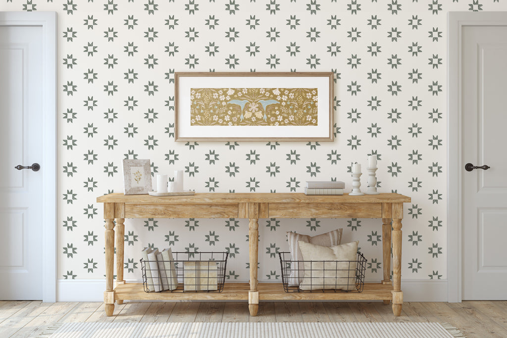 Iris Geometric Wallpaper in Light-Blue and Dark-Blue