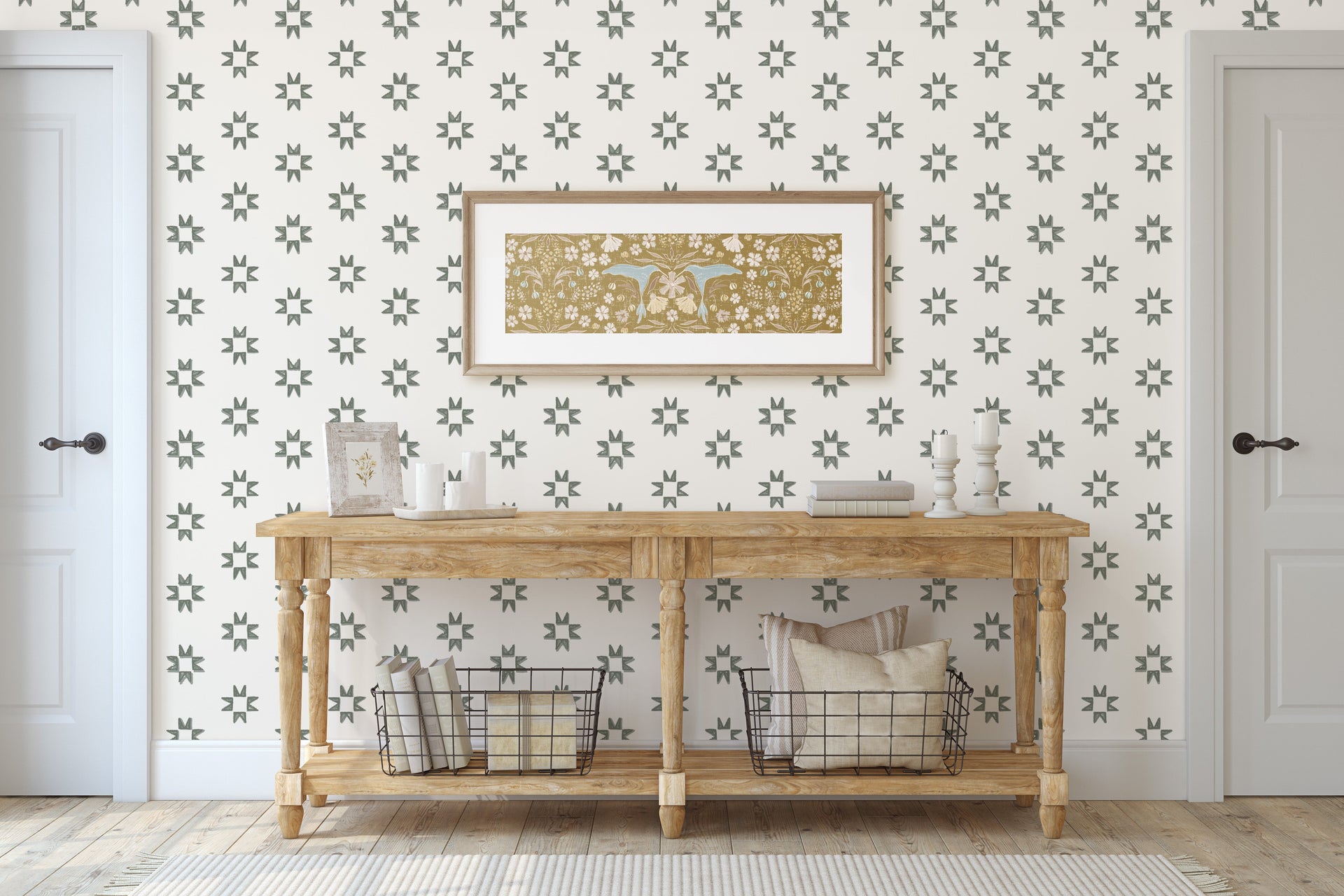 Iris Geometric Wallpaper in Light-Blue and Dark-Blue