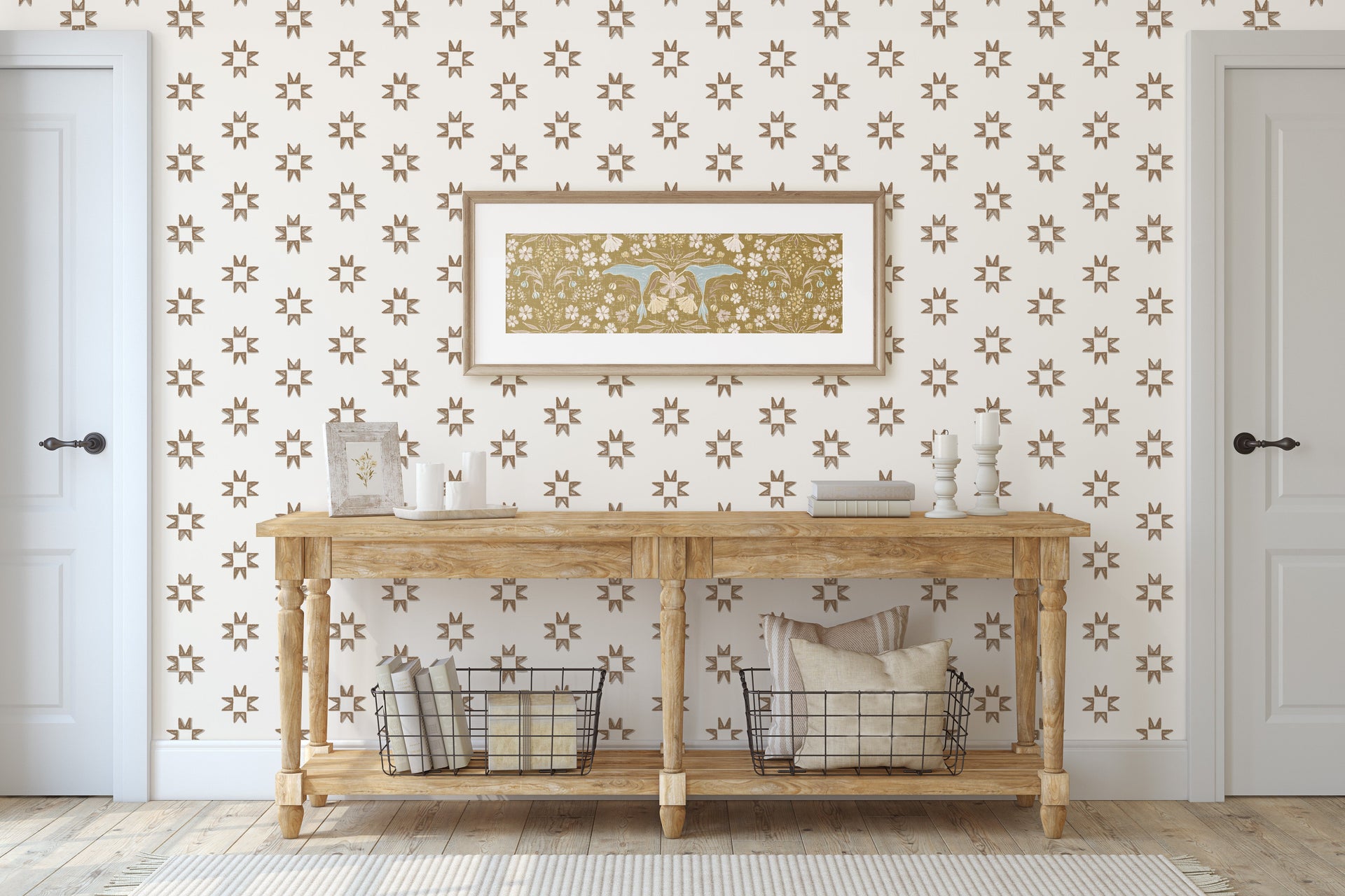 Iris Geometric Wallpaper in Light-Blue and Dark-Blue