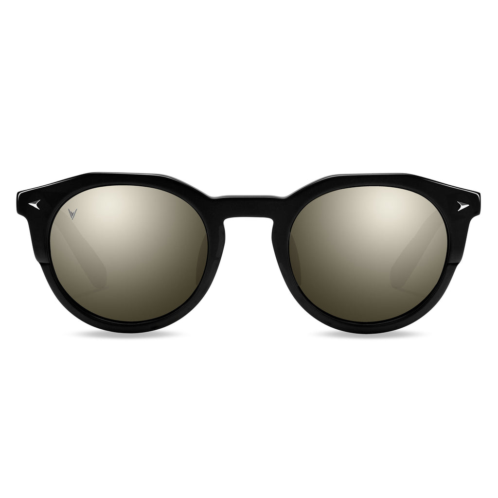 The Quincy sunglasses in Black Mirror with metallic and marble frame details