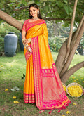 Vibrant Yellow Soft Silk Saree for festive wear