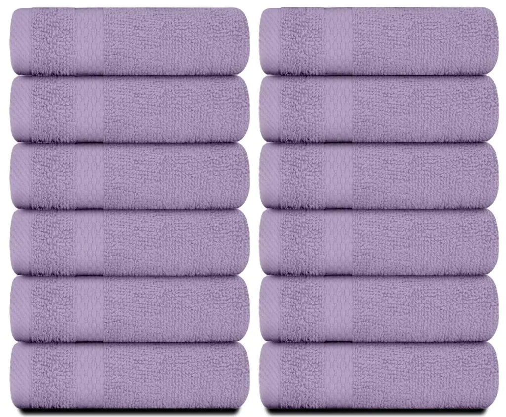 Luxury Washcloths for Bathroom Hotel Spa Bulk Set of 12 Lavender 13x13 Inch