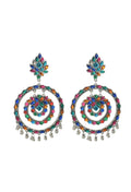 Elegant multi-colour circular Kundan earrings for women, perfect for parties