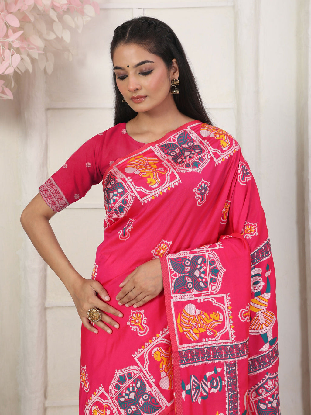 Shree Shyam Fashion Silk Blend Pink Saree