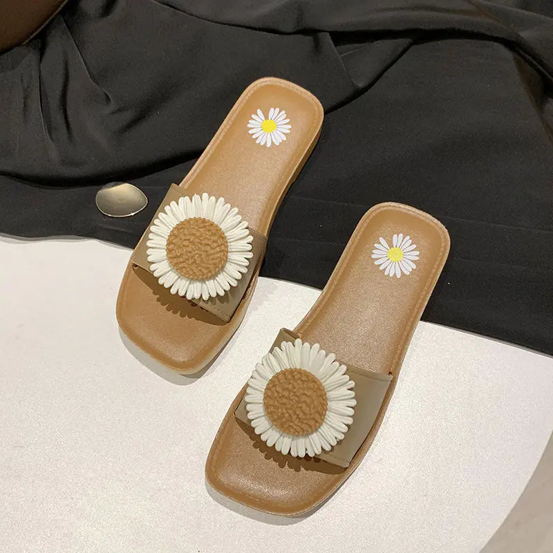 Women's Non-Slip Daisy Slide Sandals Outdoor Beach Summer Flats - Image 15
