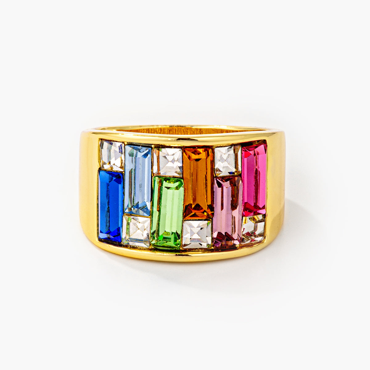 Glinda 9ct Multicolor CZ 14k Gold Ring