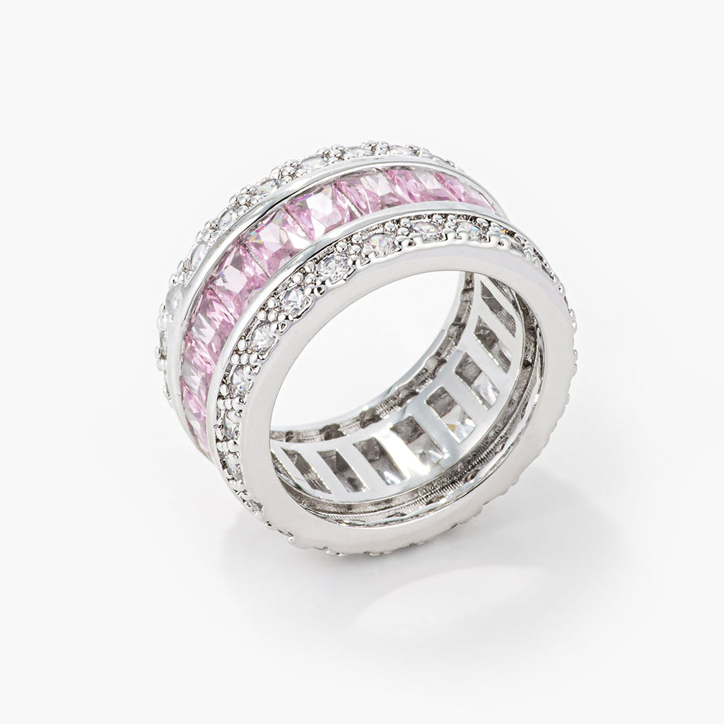 Avril 8.8ct Pink CZ White Gold Rhodium Eternity Band