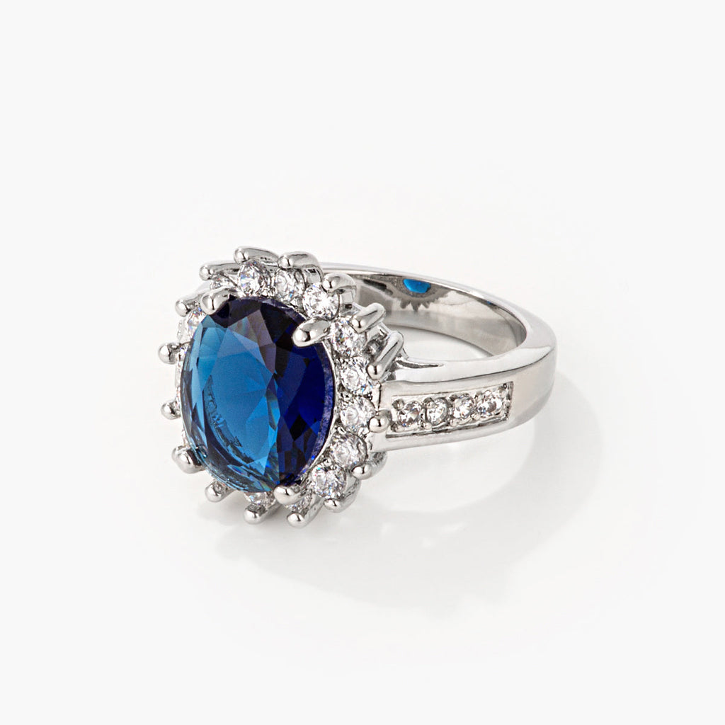 Diana 8ct Sapphire CZ White Gold Rhodium Ring
