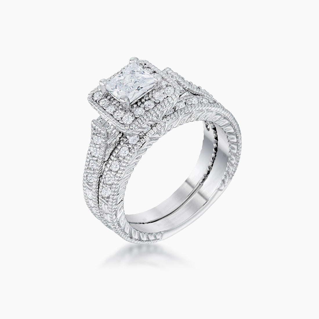 Marilyn 3.9ct CZ White Gold Rhodium Ring Set