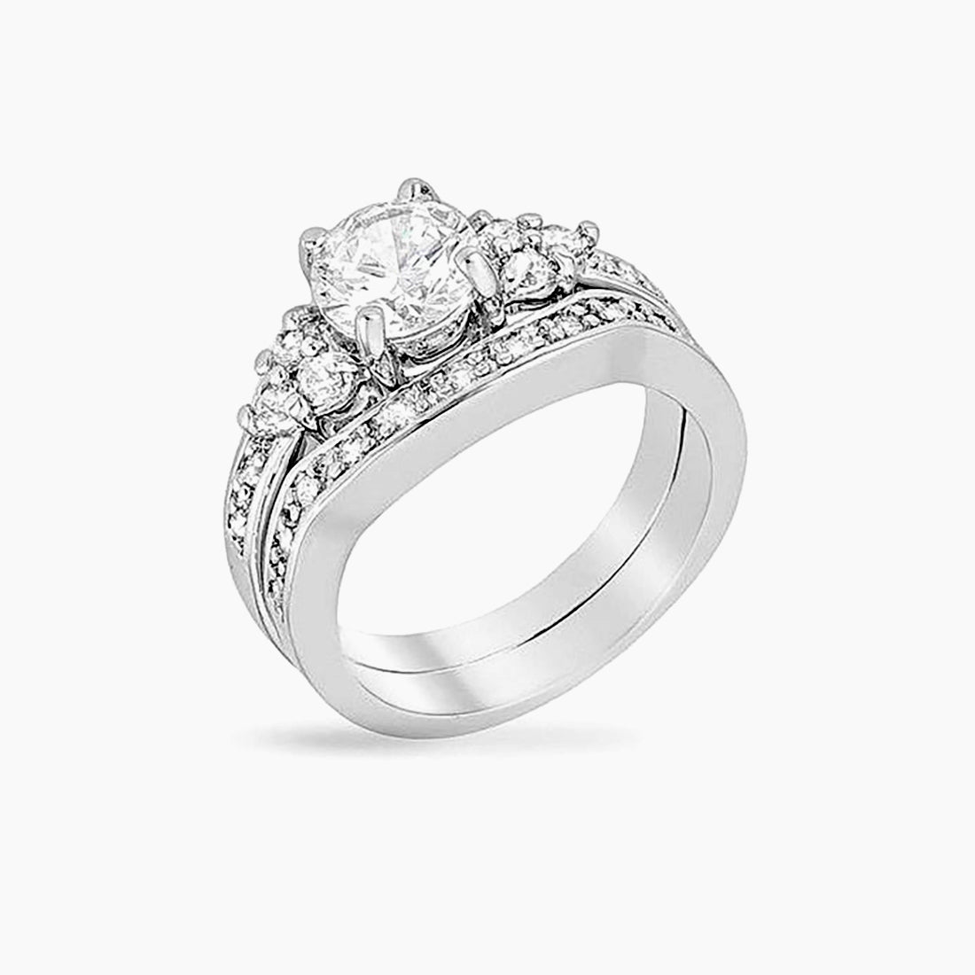 Indira 1.5ct CZ White Gold Rhodium Wedding Set