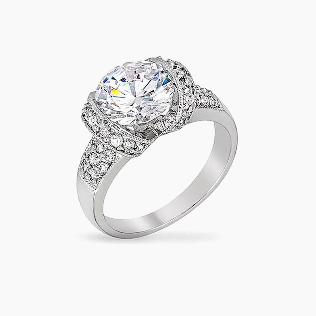 Lea 5ct CZ White Gold Rhodium Classic Ring