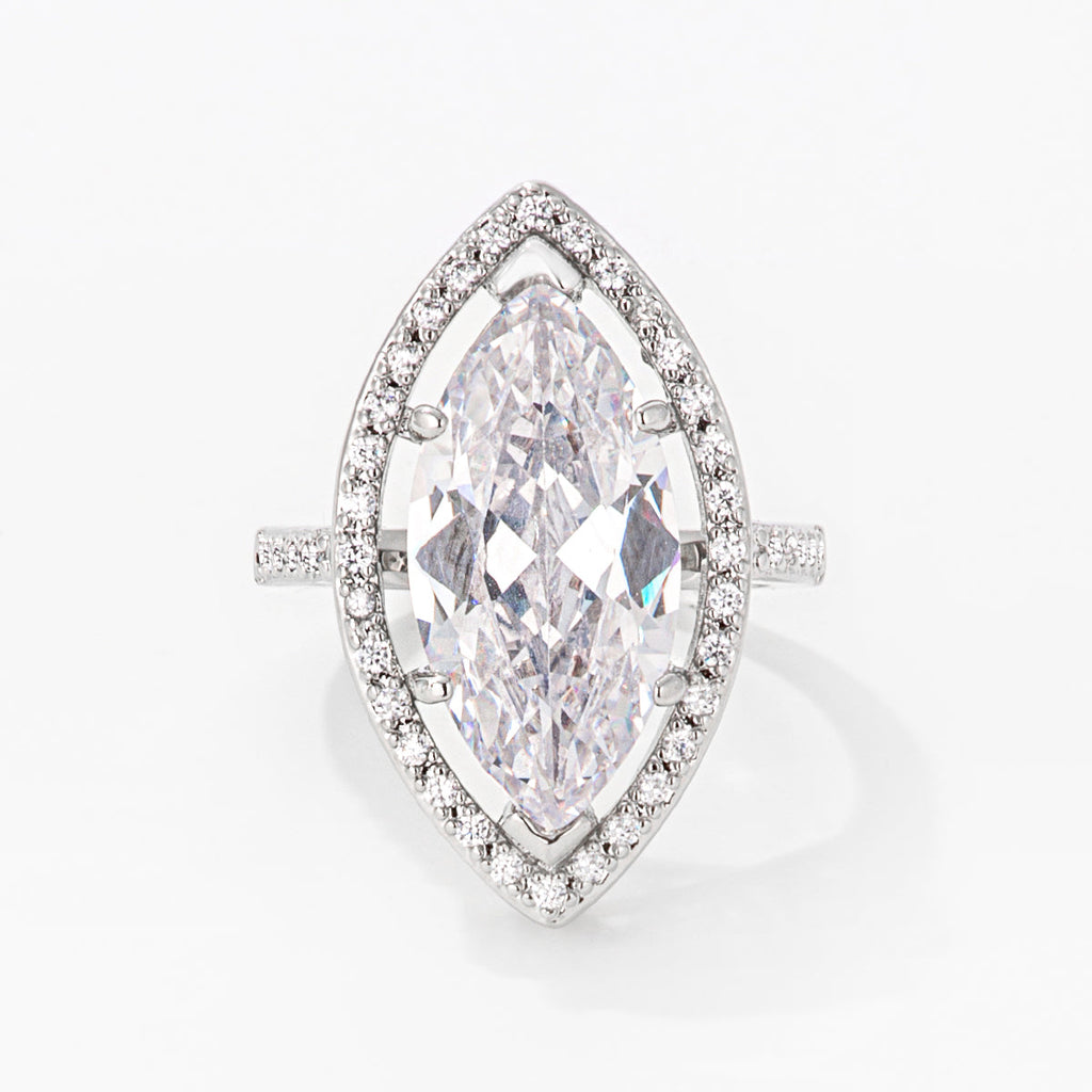 Nina 9ct CZ Marquise White Gold Rhodium Cocktail Ring