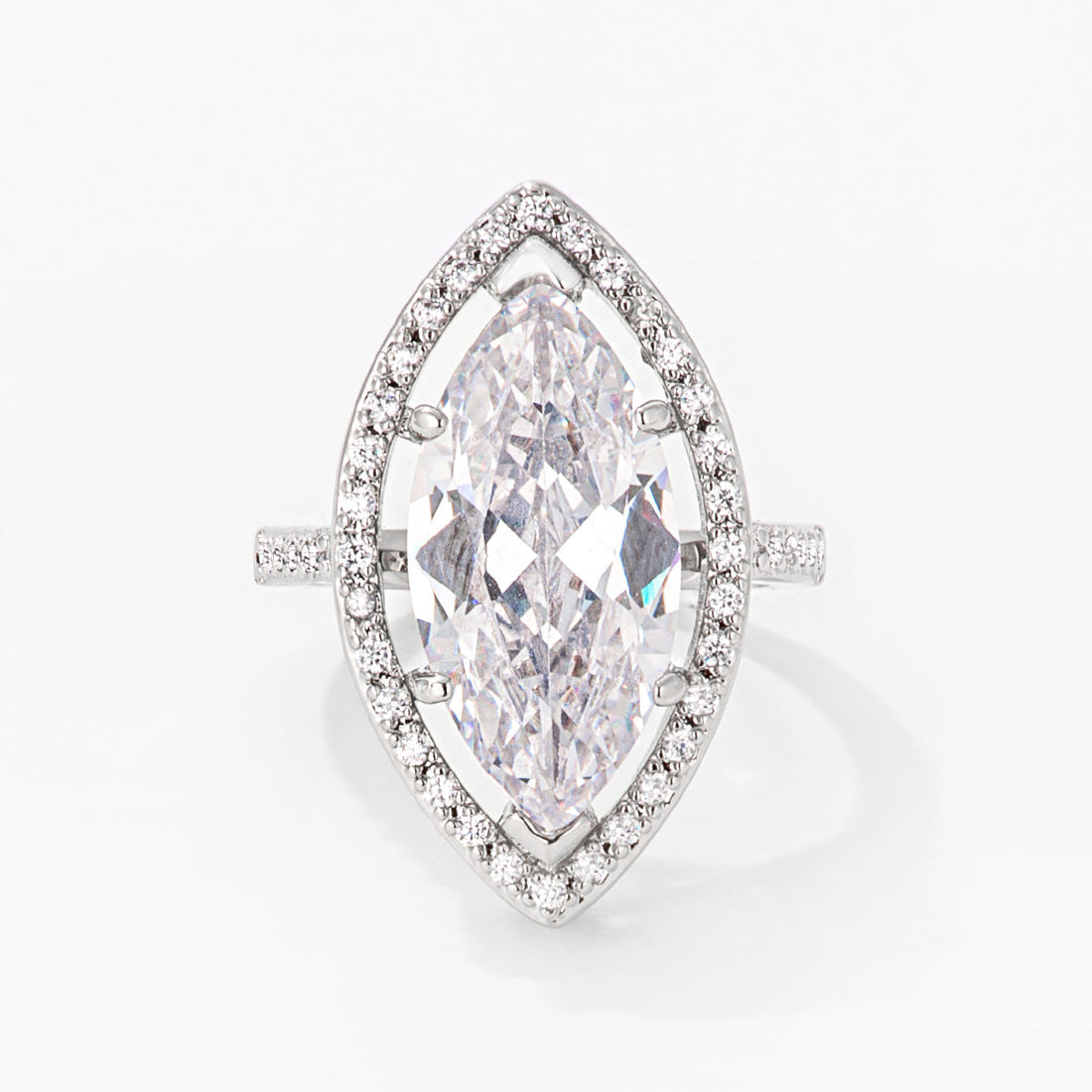 Nina 9ct CZ Marquise White Gold Rhodium Cocktail Ring