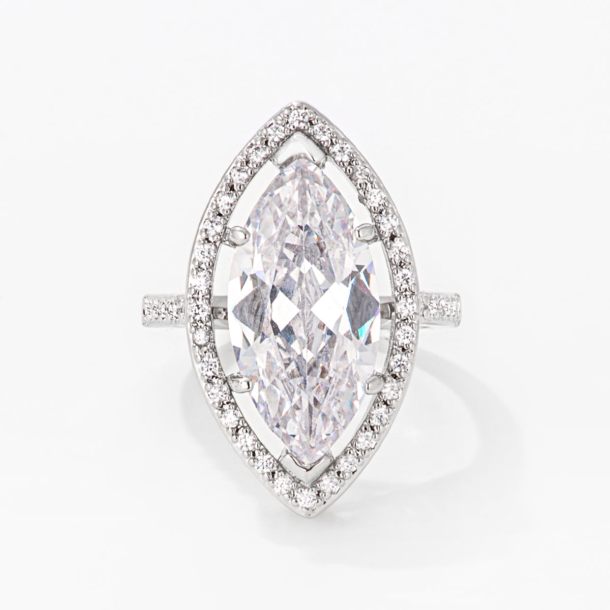 Nina 9ct CZ Marquise White Gold Rhodium Cocktail Ring