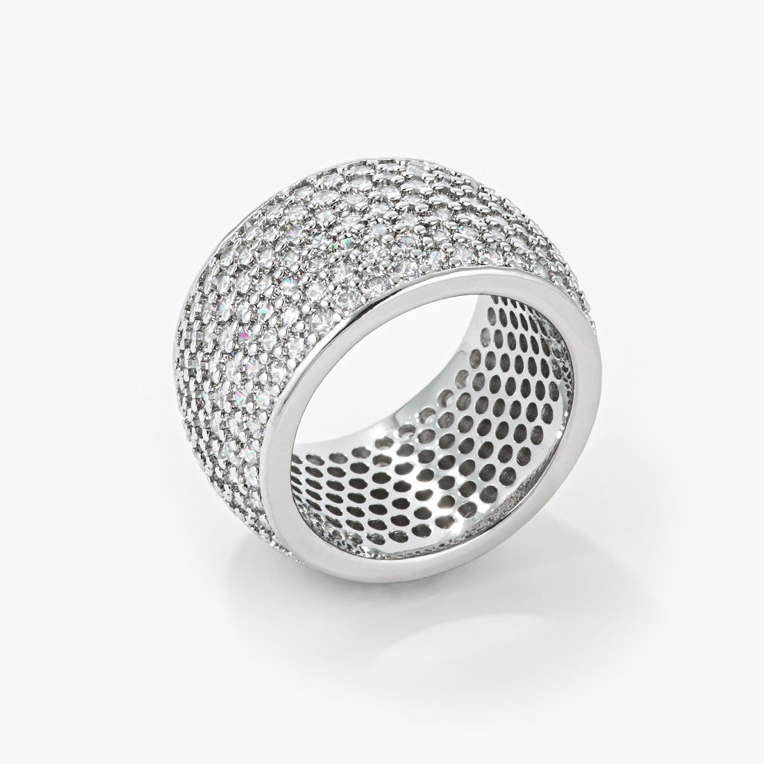 Andrea 3ct CZ White Gold Rhodium Wide Pave Band