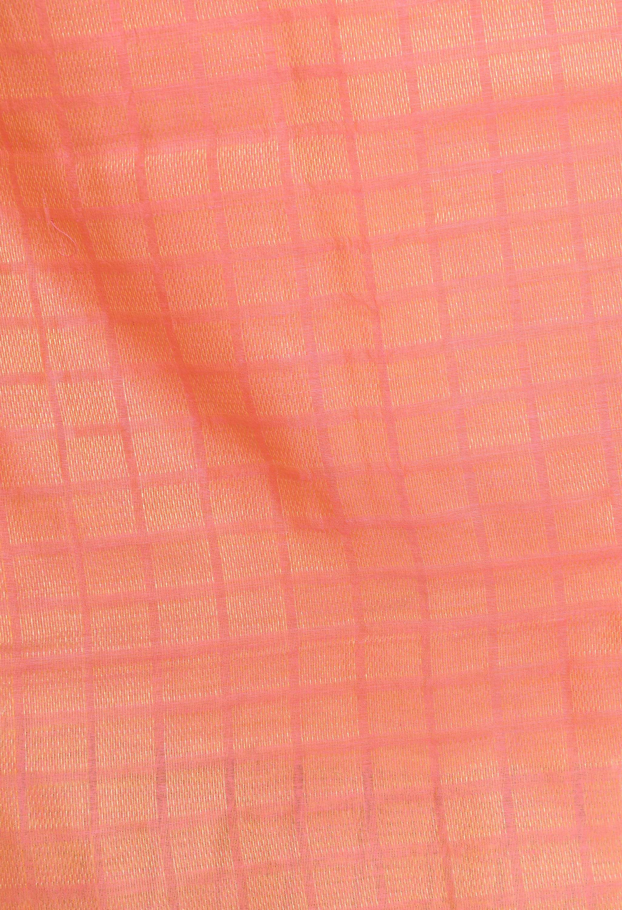 Peach Handloom Cotton Dupatta - Soft Breathable Ethnic Scarf