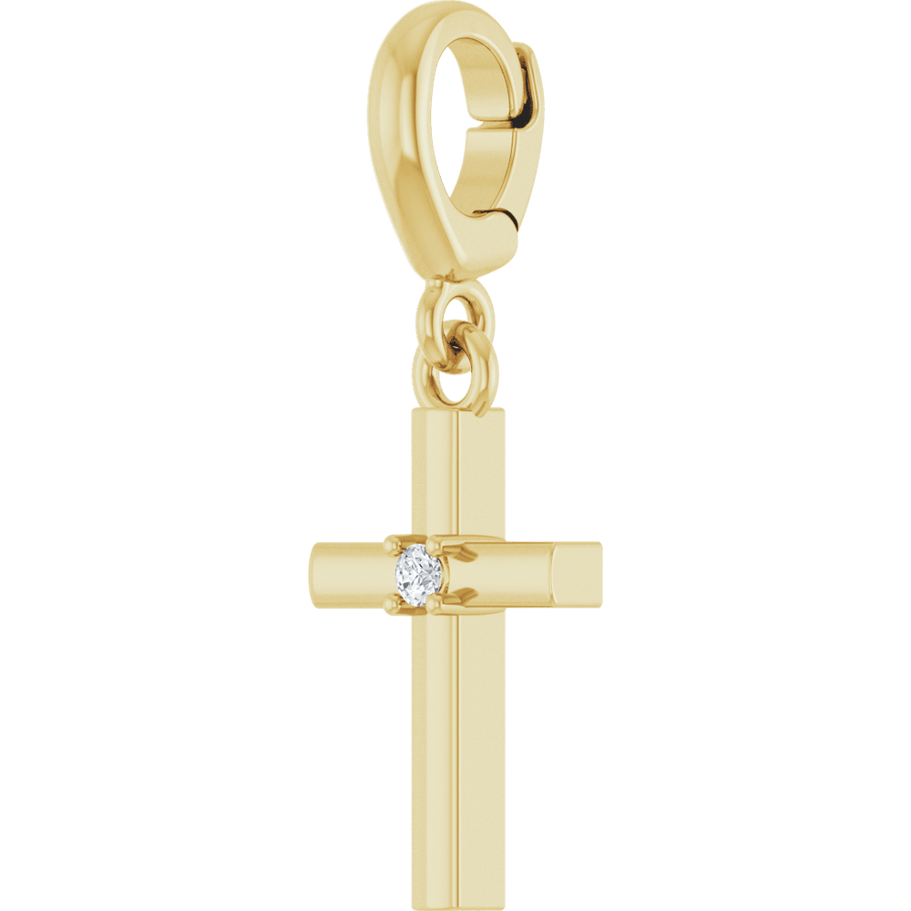 Faith Diamond Cross Pendant in 14K Yellow Gold, Minimalist Jewelry