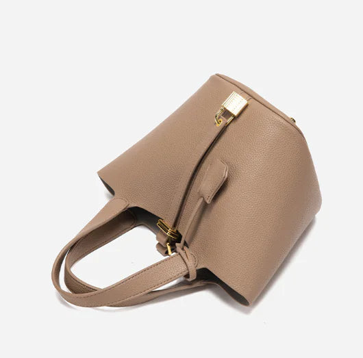 Women's Fashion Bucket Bag Shoulder Handbag with Lock Detail - Image 2