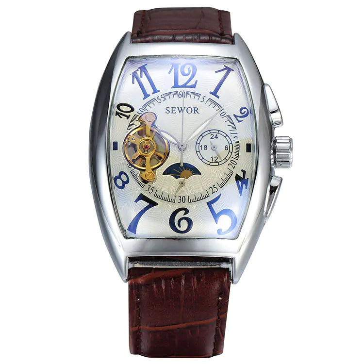 Men's Tourbillon Automatic Mechanical Watch with Skeleton Design