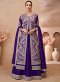 Violet Real Chinon silk embroidered lehenga style suit with dupatta
