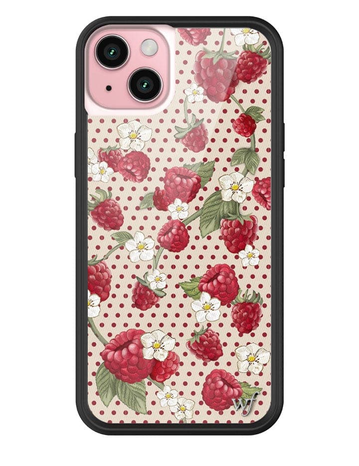Raspberry Polka Dot iPhone Case with Floral Details - Image 3