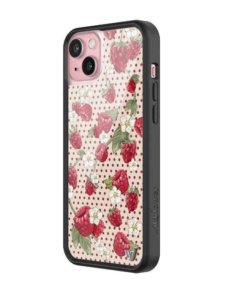 Raspberry Polka Dot iPhone Case with Floral Details - Image 4