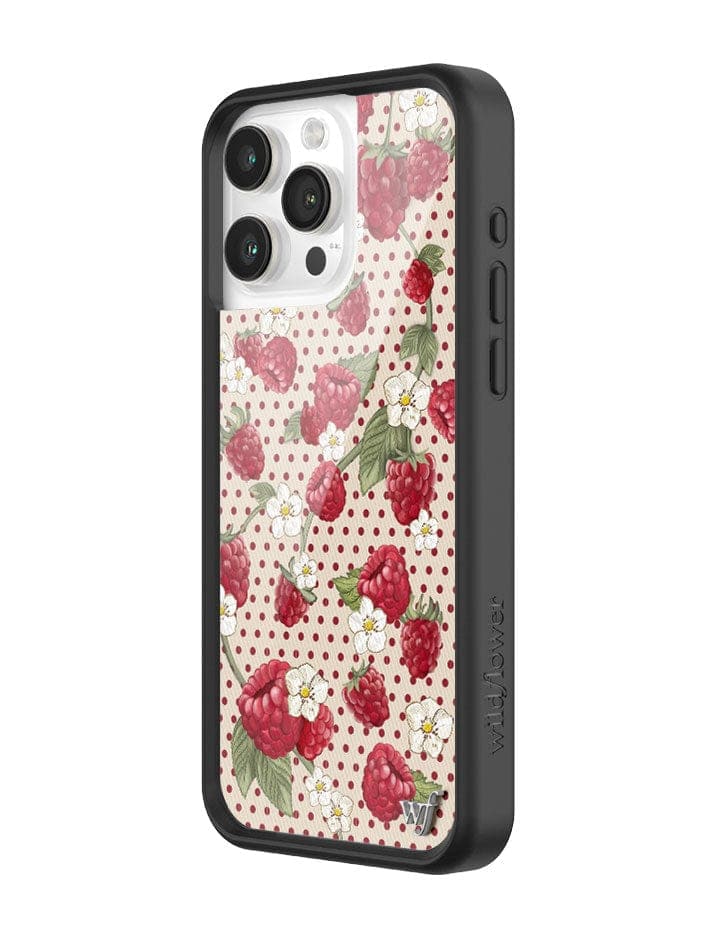 Raspberry Polka Dot iPhone Case with Floral Details - Image 2