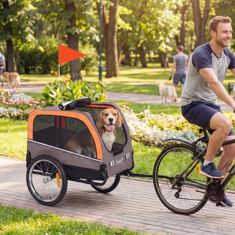 Dog Bike Trailer, Pet Cart Bicycle Carrier with 20" Air Tires, Quick-Release Wheels, Reflectors, Flag