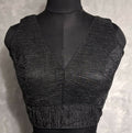 Black crush tissue V-neck readymade blouse