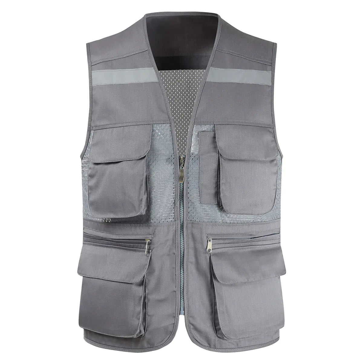 Men's Reflective Safety Vest with Multi-Pocket Mesh Design